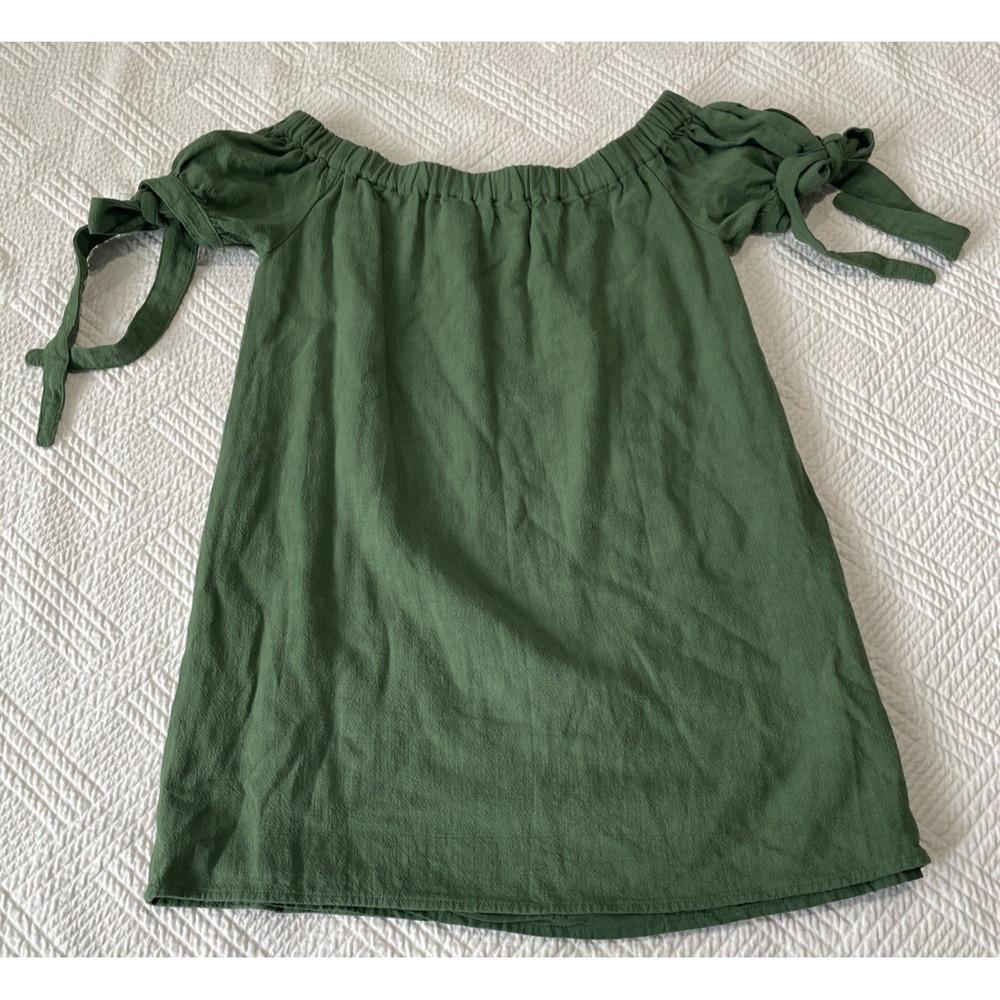 Lulus Women's Top XS Green Off The Shoulder Tie Sleeve Lined Cottagecore - Picture 7 of 7